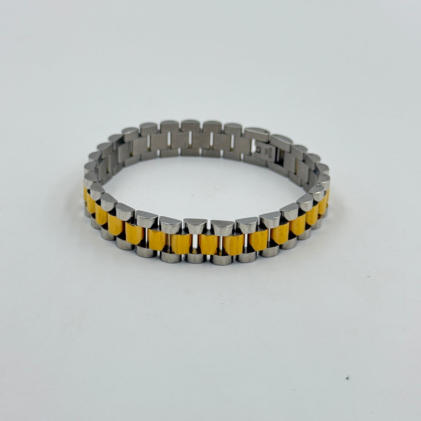Stainless Steel Yellow and White Gold Plated Men's Bracelet