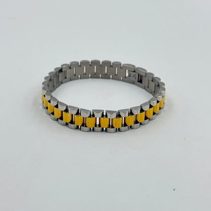 Stainless Steel Yellow and White Gold Plated Men's Bracelet