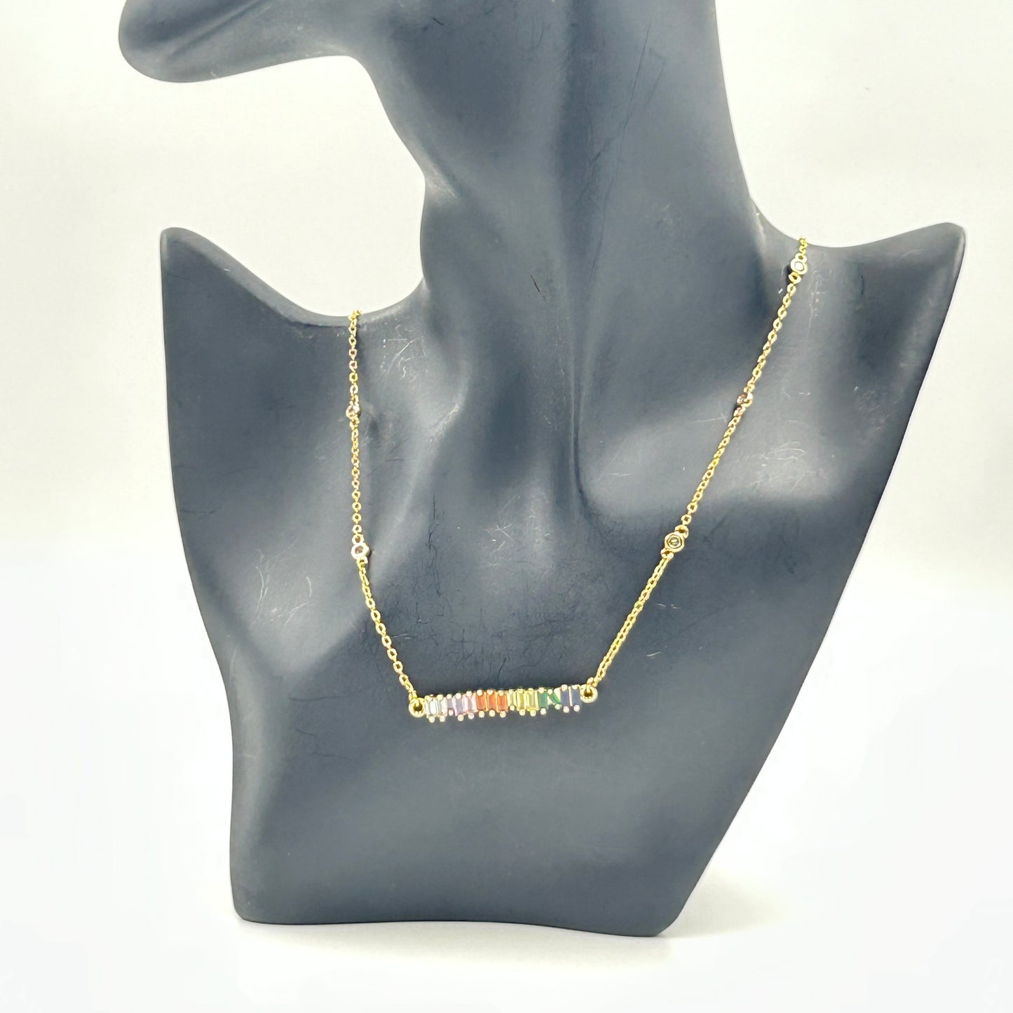 18k gold plated Colourful Diamond Necklace
