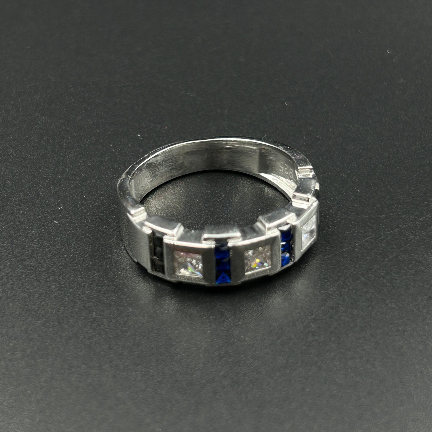 Men's Silver Ring - Blue Sapphire Ring