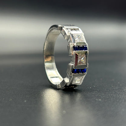 Men's Silver Ring - Blue Sapphire Ring