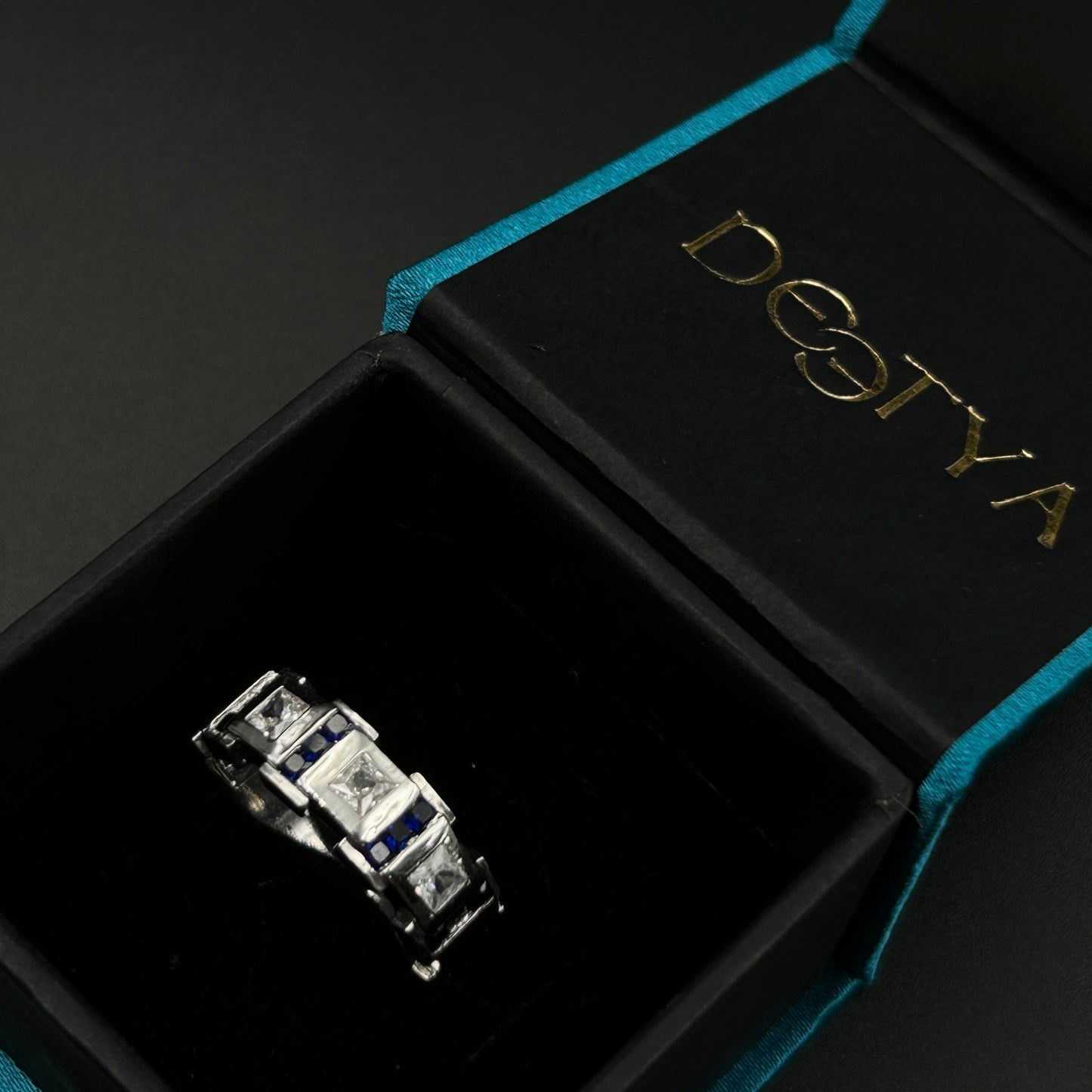 Men's Silver Ring - Blue Sapphire Ring