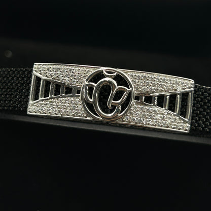 Men's Ganesh Silver Bracelet - Black Spring Belt