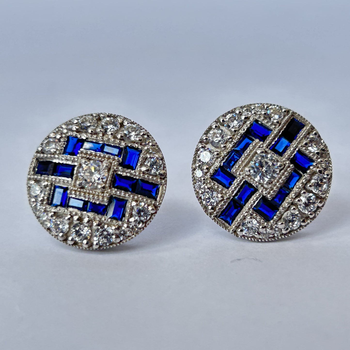 Vintage Earring - Blue Sapphire Silver Earring