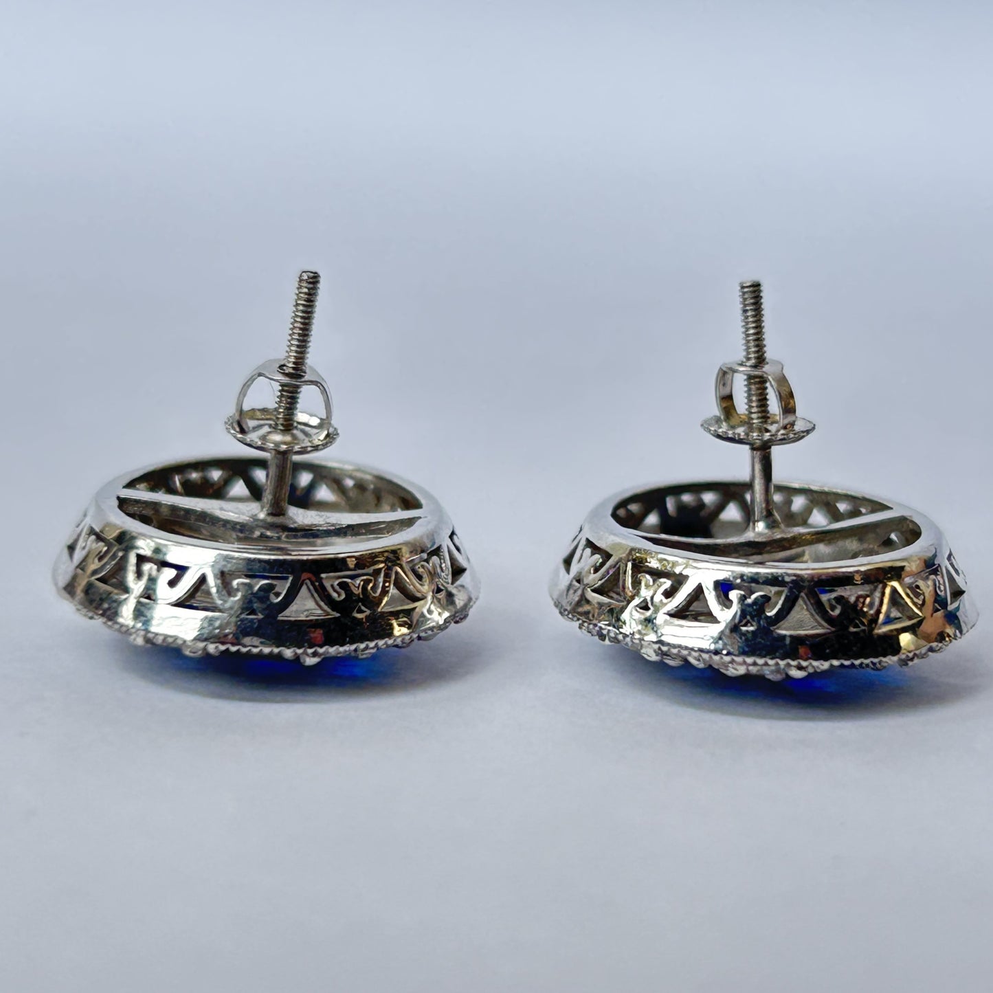 Vintage Earring - Blue Sapphire Silver Earring