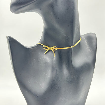 Side Bow Necklace 18k gold plated