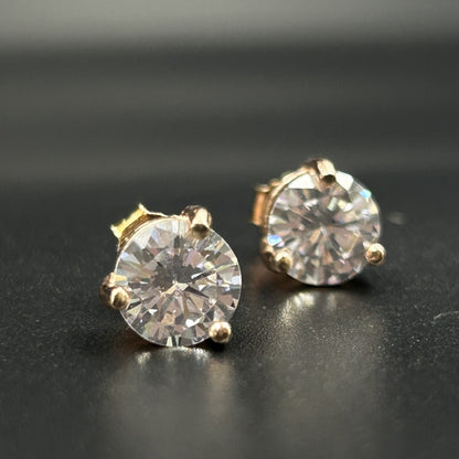 Rose Gold Solitaire Stud Earring - Silver Zircon Stud