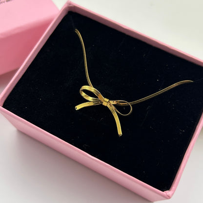Side Bow Necklace 18k gold plated