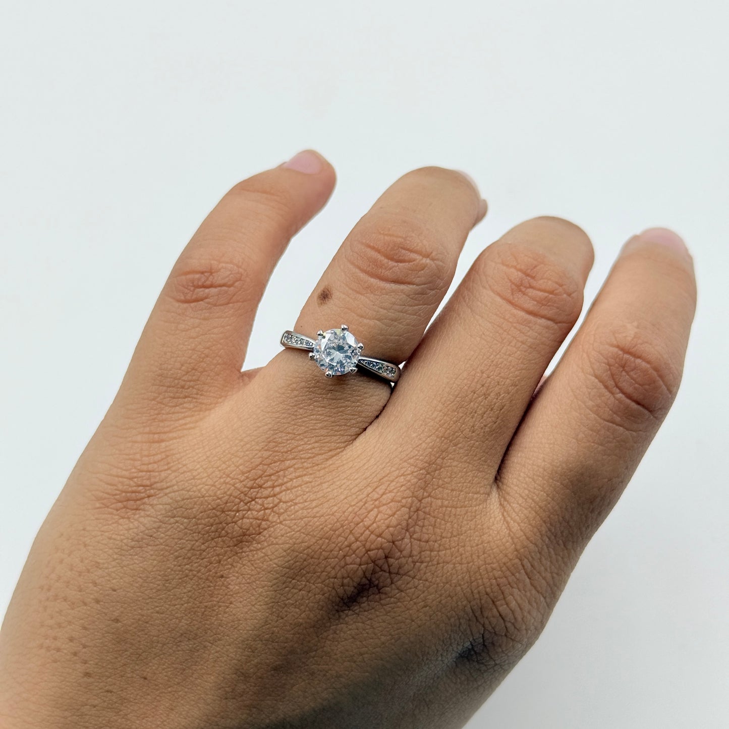 Solitaire Tension Ring 18k White Gold Plated