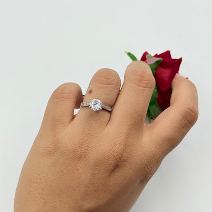 Solitaire Tension Ring 18k White Gold Plated