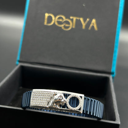 Silver Men's Bracelet - Blue Belt