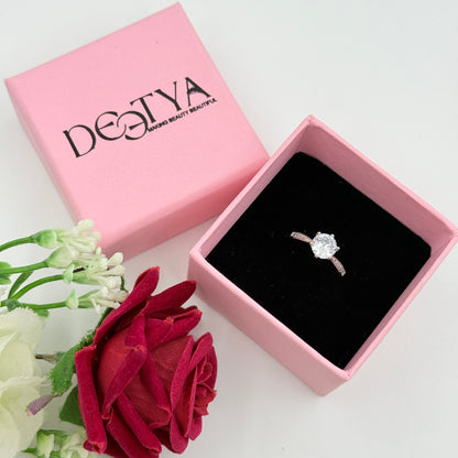 Solitaire Tension Ring 18k White Gold Plated