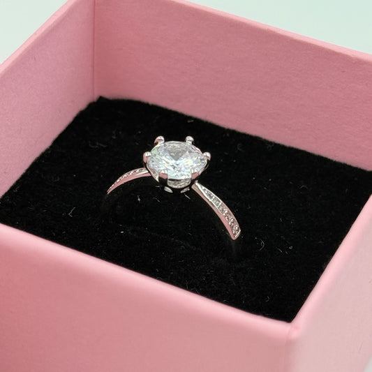 Solitaire Tension Ring 18k White Gold Plated