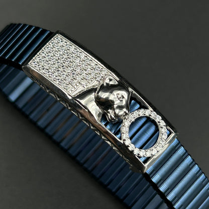 Silver Men's Bracelet - Blue Belt