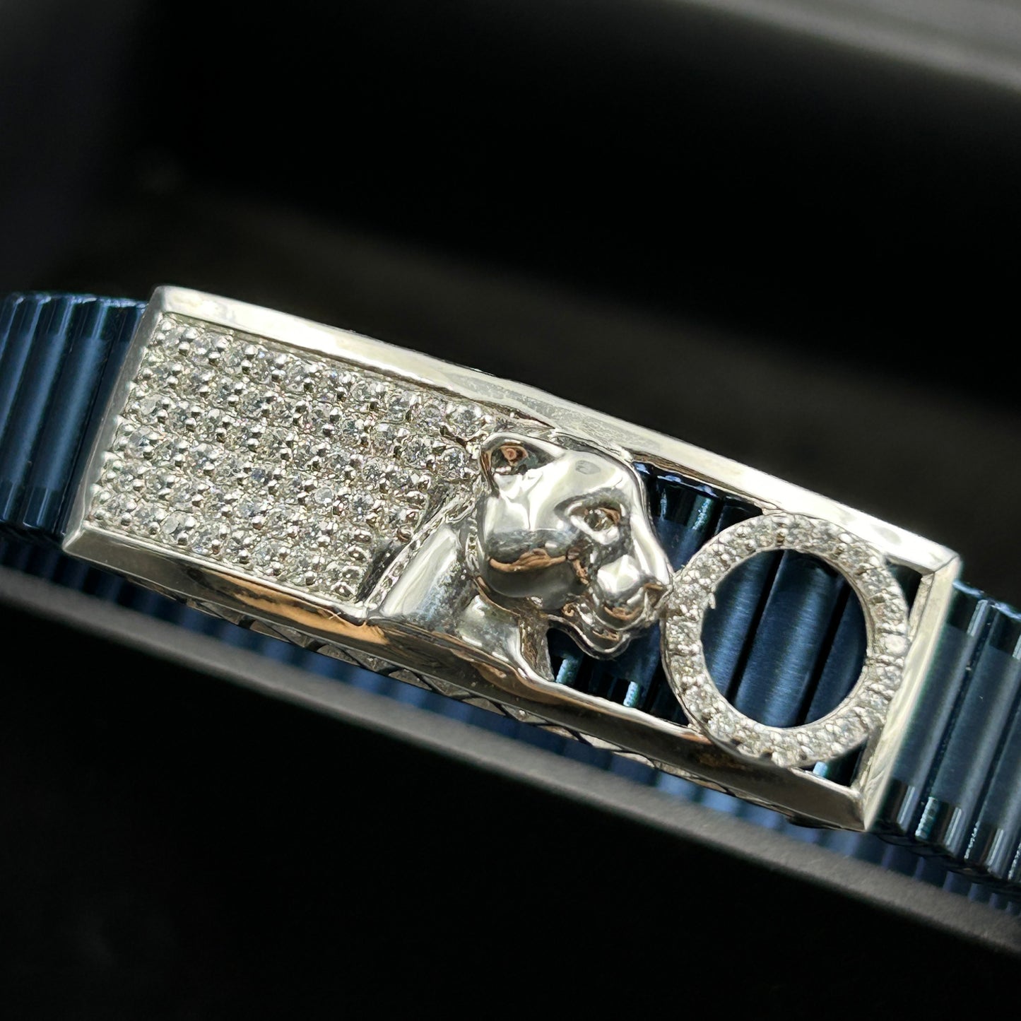 Silver Men's Bracelet - Blue Belt