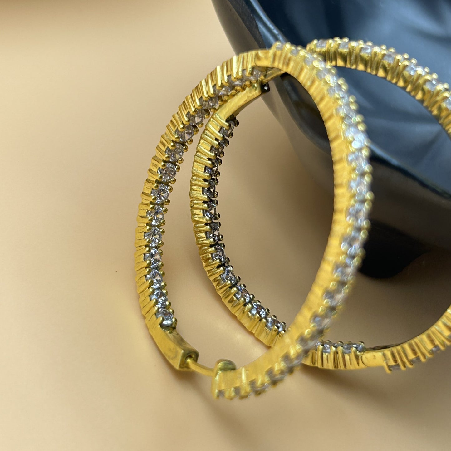 Yellow Gold Diamond Hoop Earrings