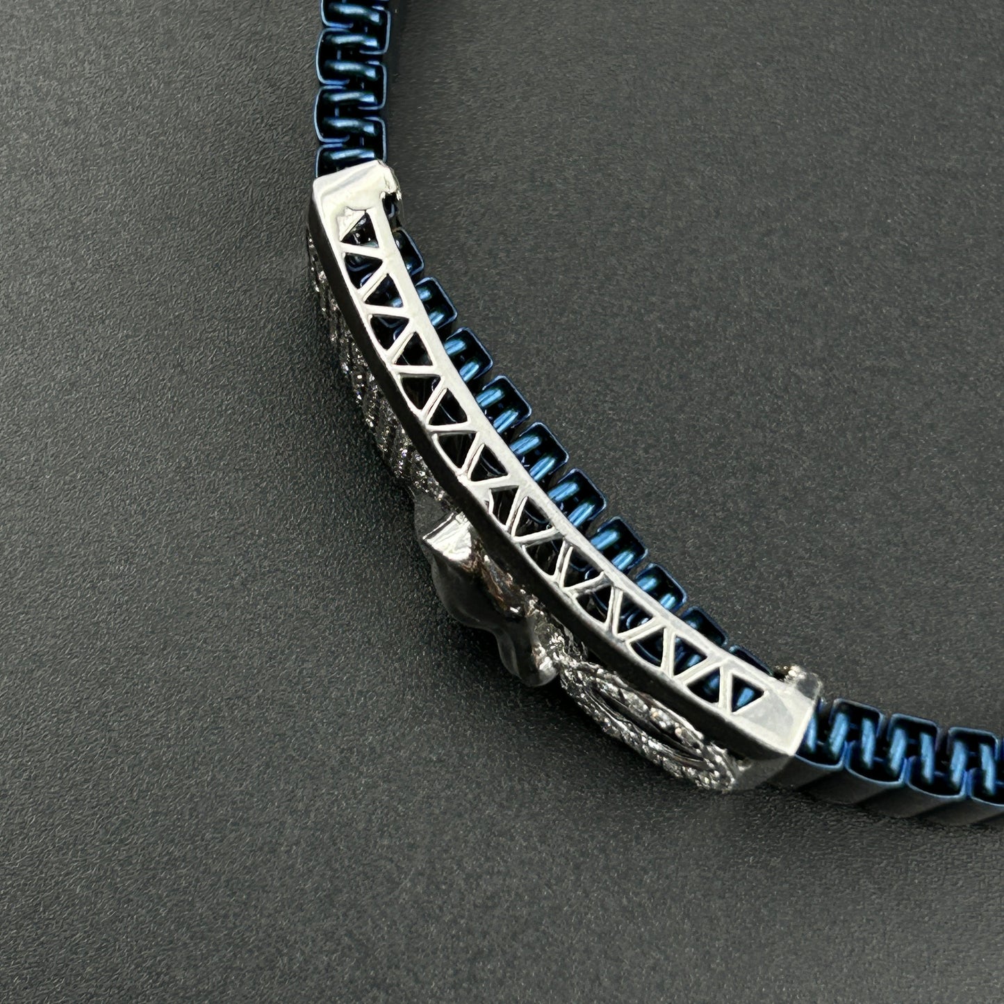 Silver Men's Bracelet - Blue Belt