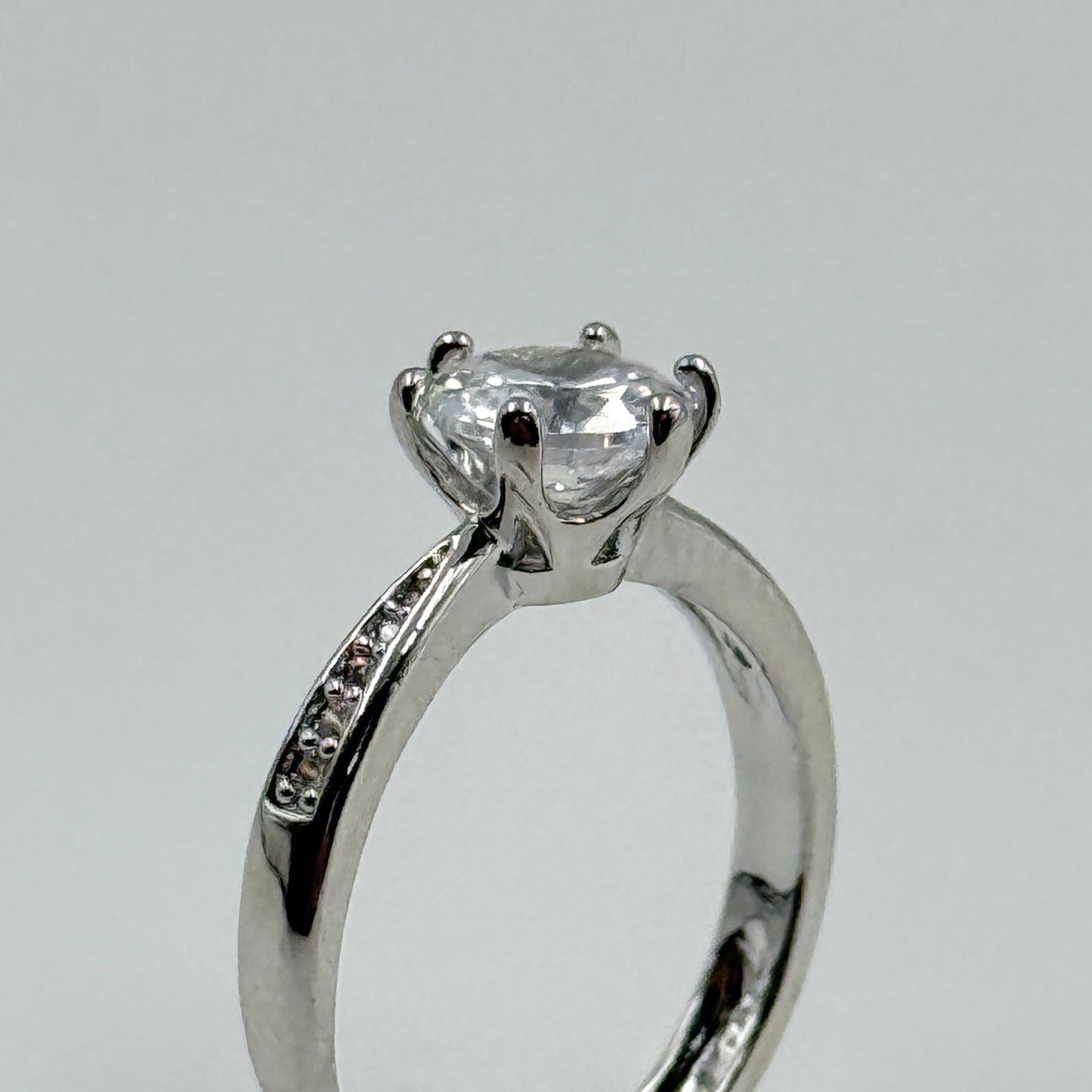 Solitaire Tension Ring 18k White Gold Plated
