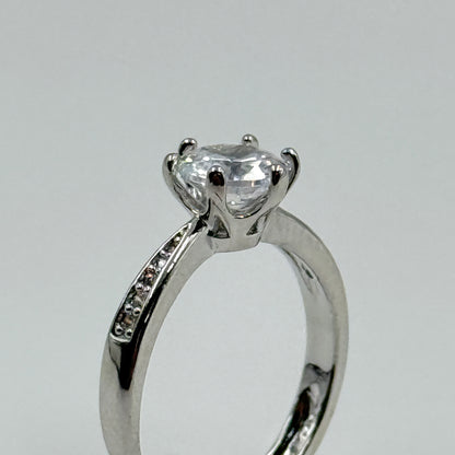 Solitaire Tension Ring 18k White Gold Plated