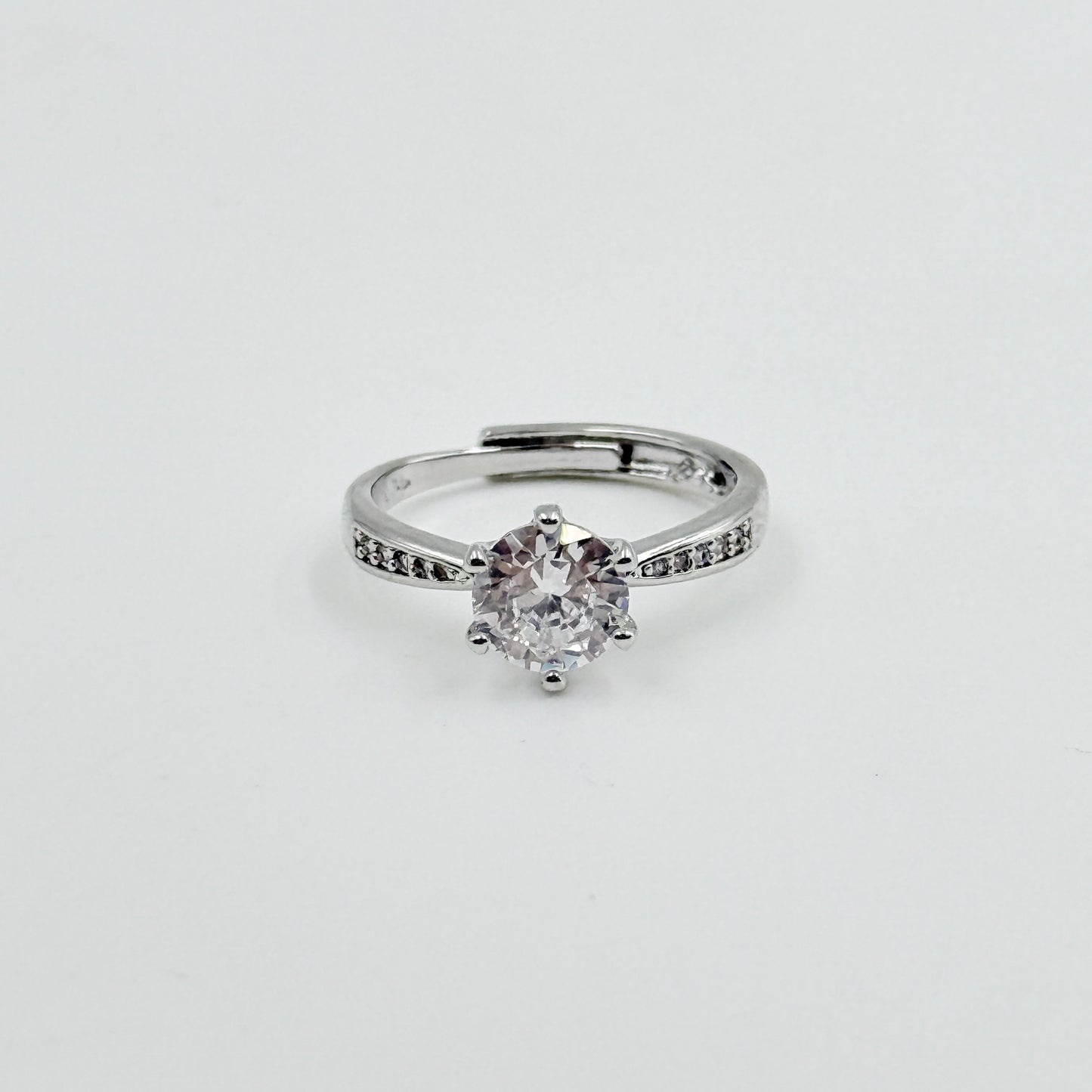 Solitaire Tension Ring 18k White Gold Plated