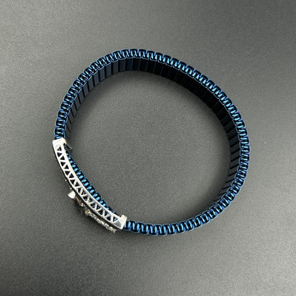 Silver Men's Bracelet - Blue Belt