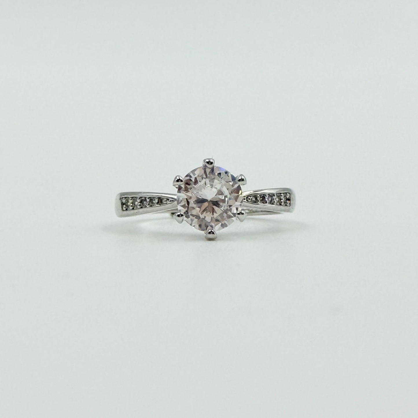 Solitaire Tension Ring 18k White Gold Plated