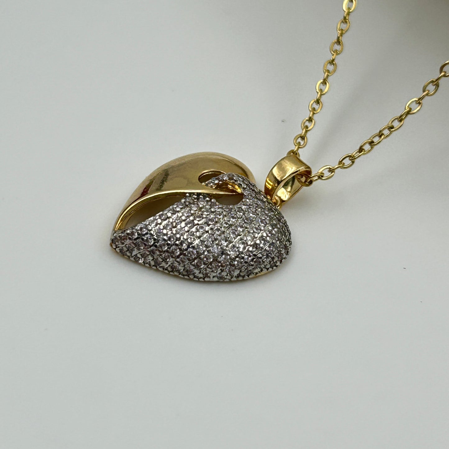 Two tone Heart Necklace 18k gold plated