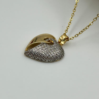 Two tone Heart Necklace 18k gold plated