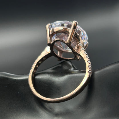 Pure Silver Solitaire Ring - Rose Gold