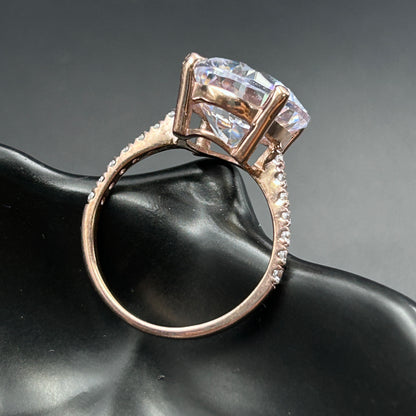 Pure Silver Solitaire Ring - Rose Gold