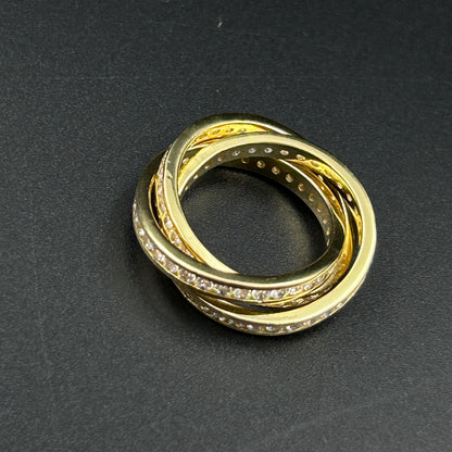 Yellow Gold TRINITY Ring - Pure Silver