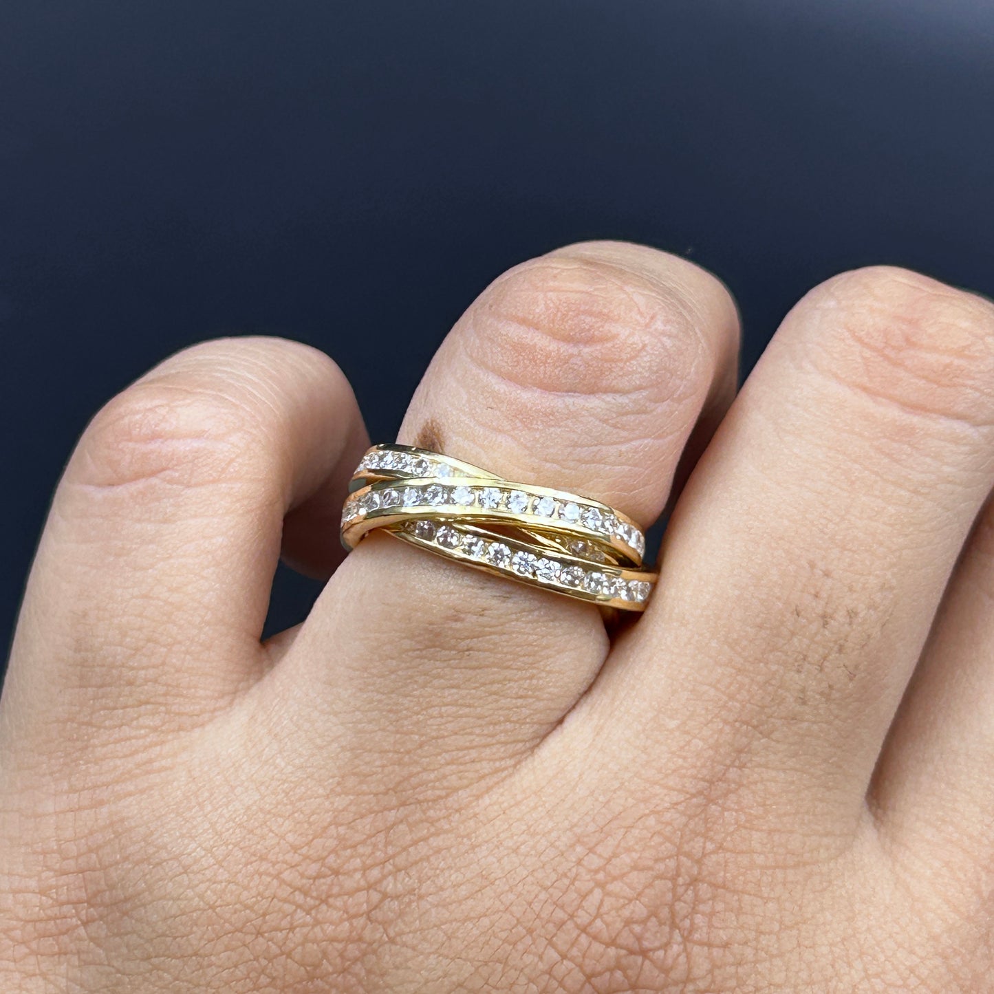 Yellow Gold TRINITY Ring - Pure Silver