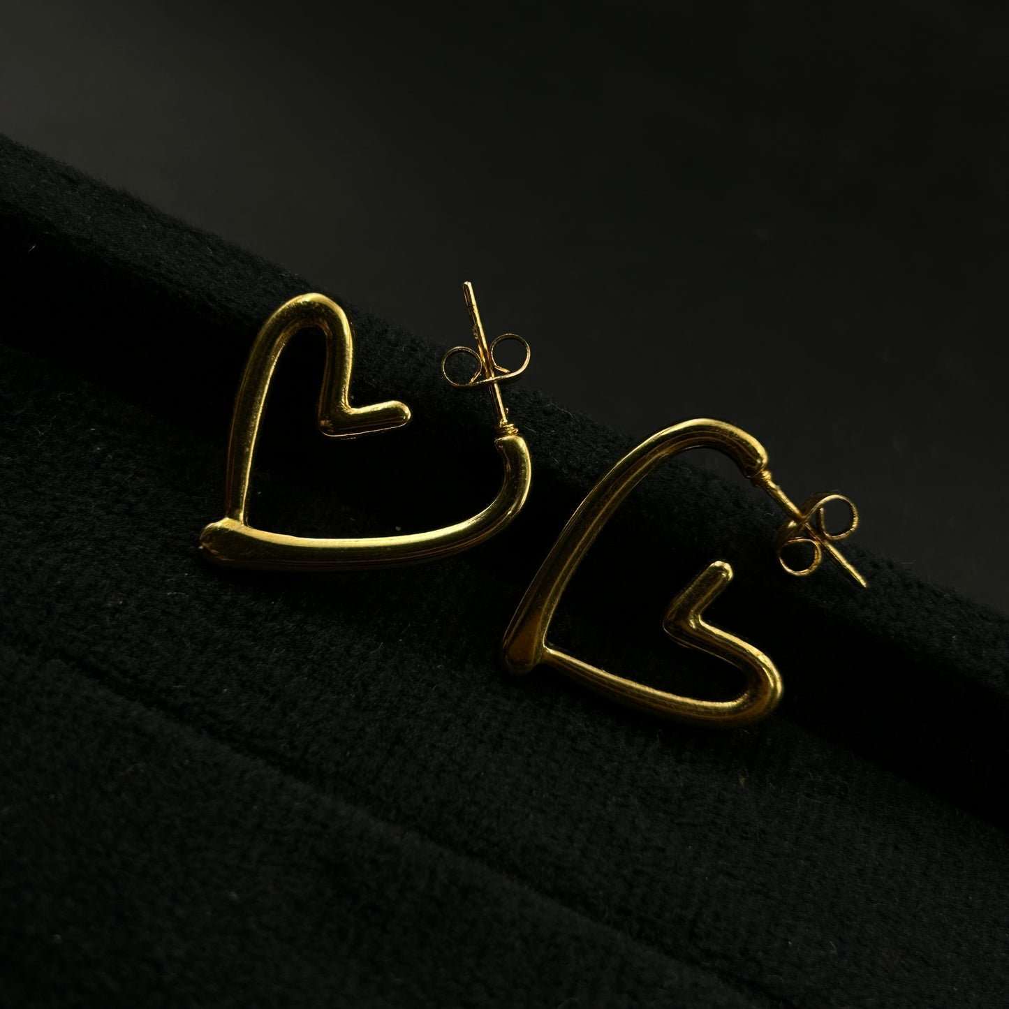 18K Yellow Gold Plated Heart Earrings