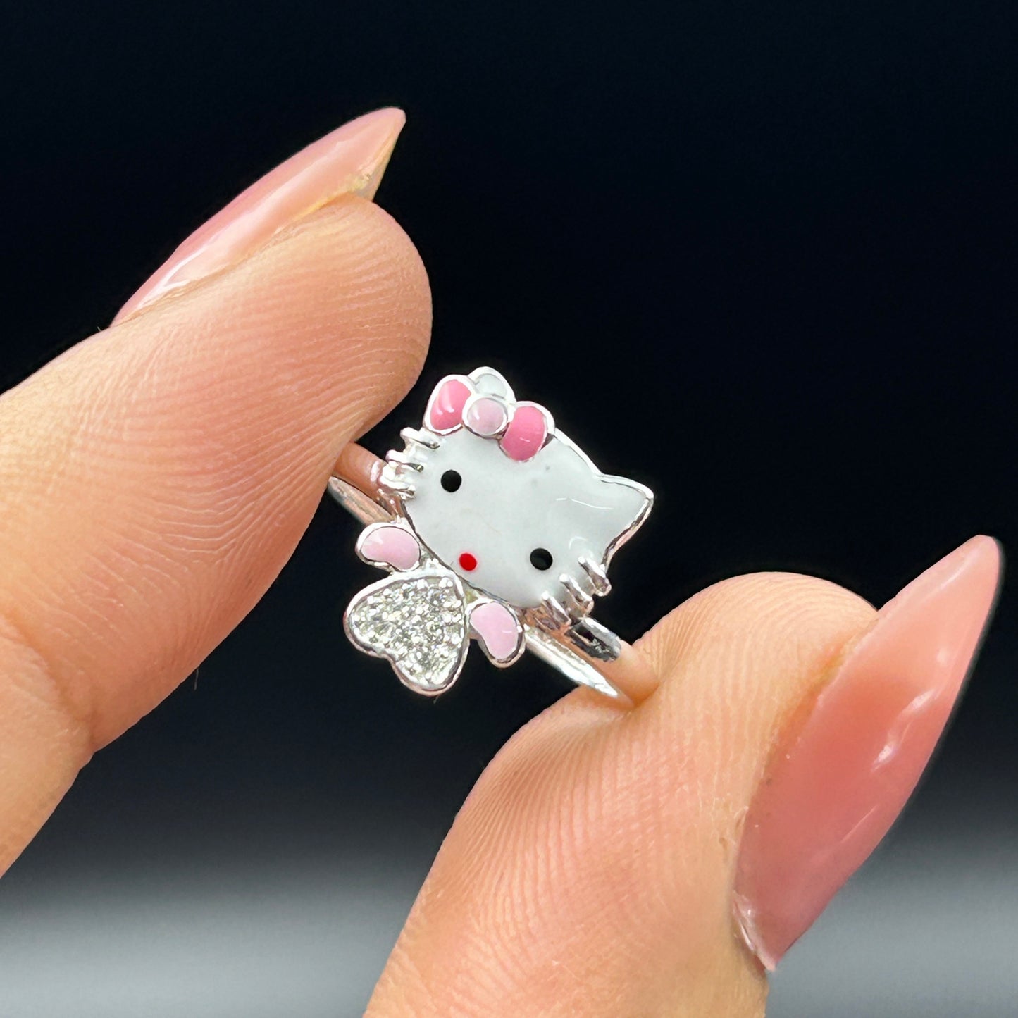 Hello Kitty Ring - Silver Adjustable Ring