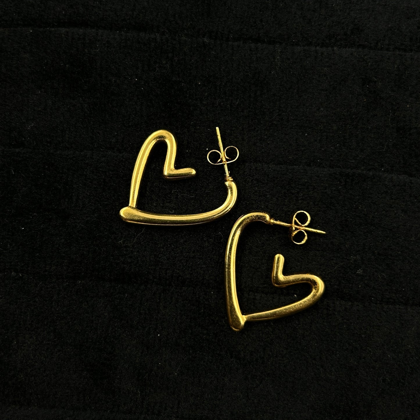 18K Yellow Gold Plated Heart Earrings