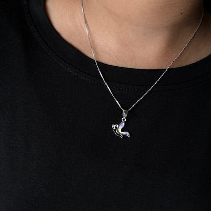 Kids Silver Pendant - Half Butterfly (Purple/Yellow)