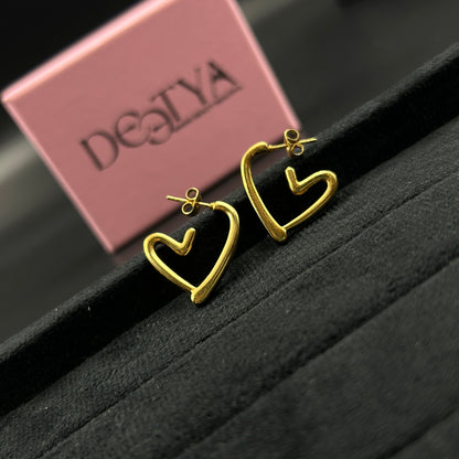 18K Yellow Gold Plated Heart Earrings