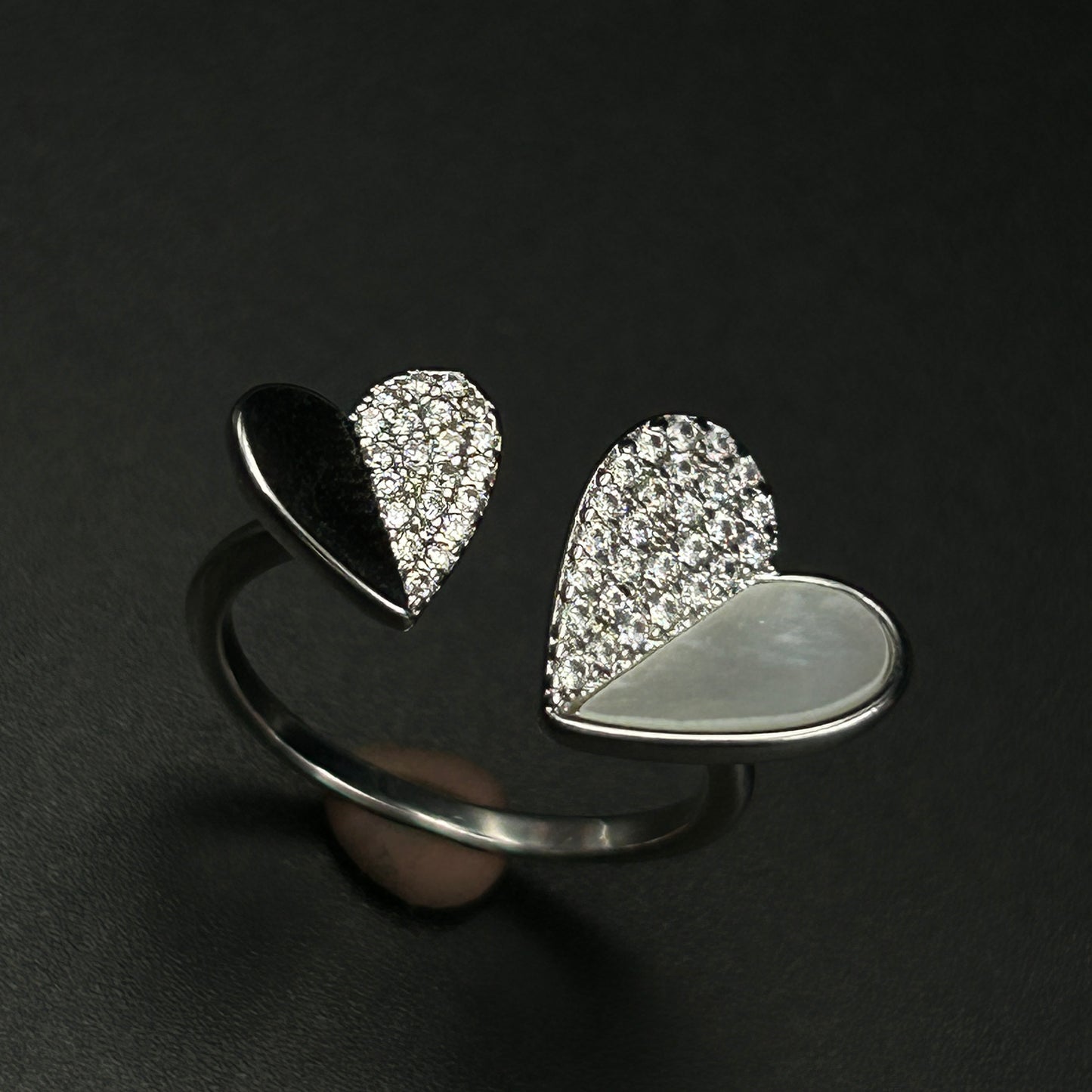 Adjustable Two Heart Ring 18k Gold Plated