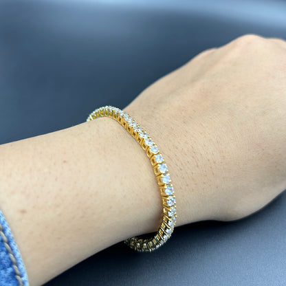 Yellow Gold Silver Bracelet - Solitaire Bracelet