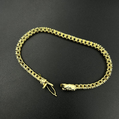 Yellow Gold Silver Bracelet - Solitaire Bracelet