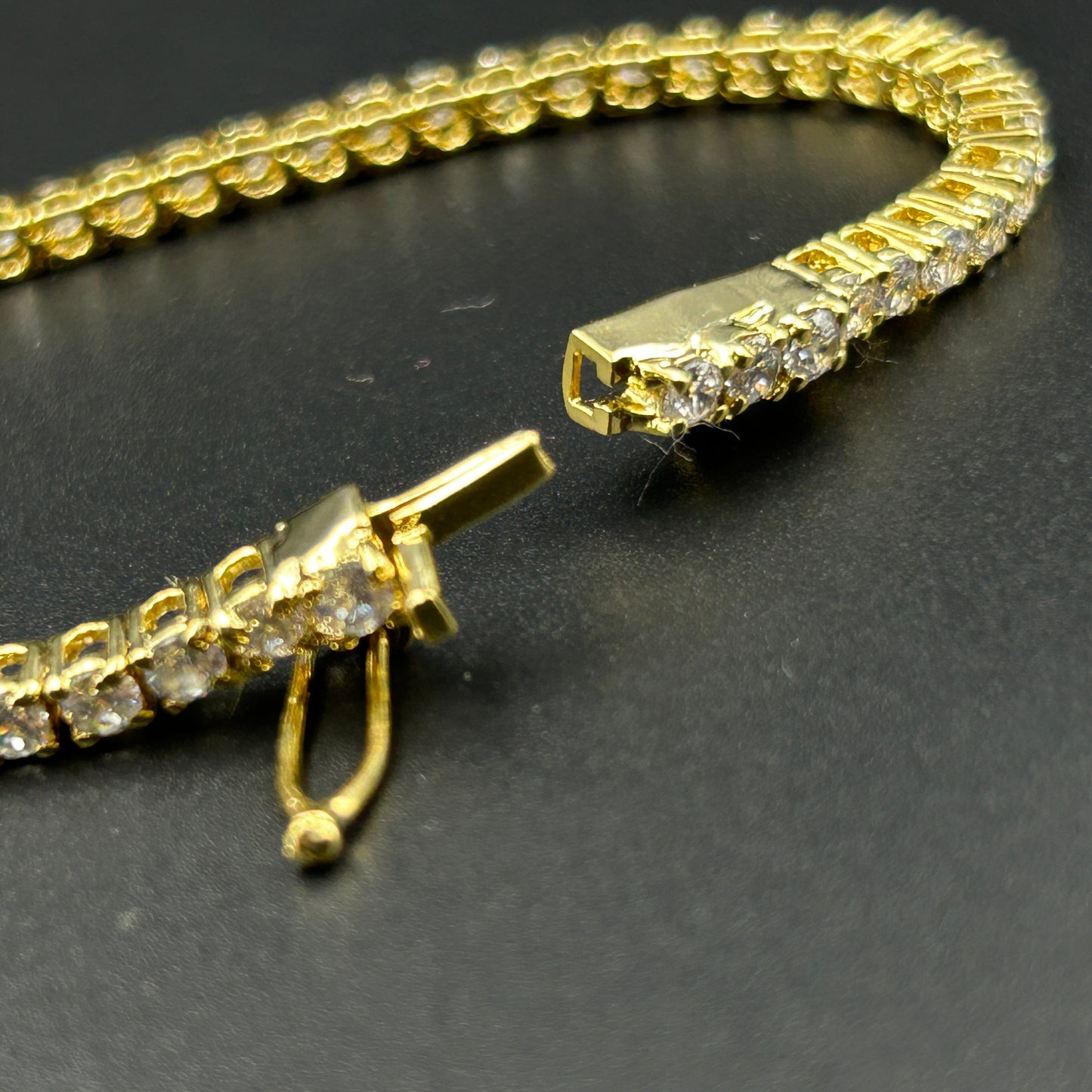 Yellow Gold Silver Bracelet - Solitaire Bracelet