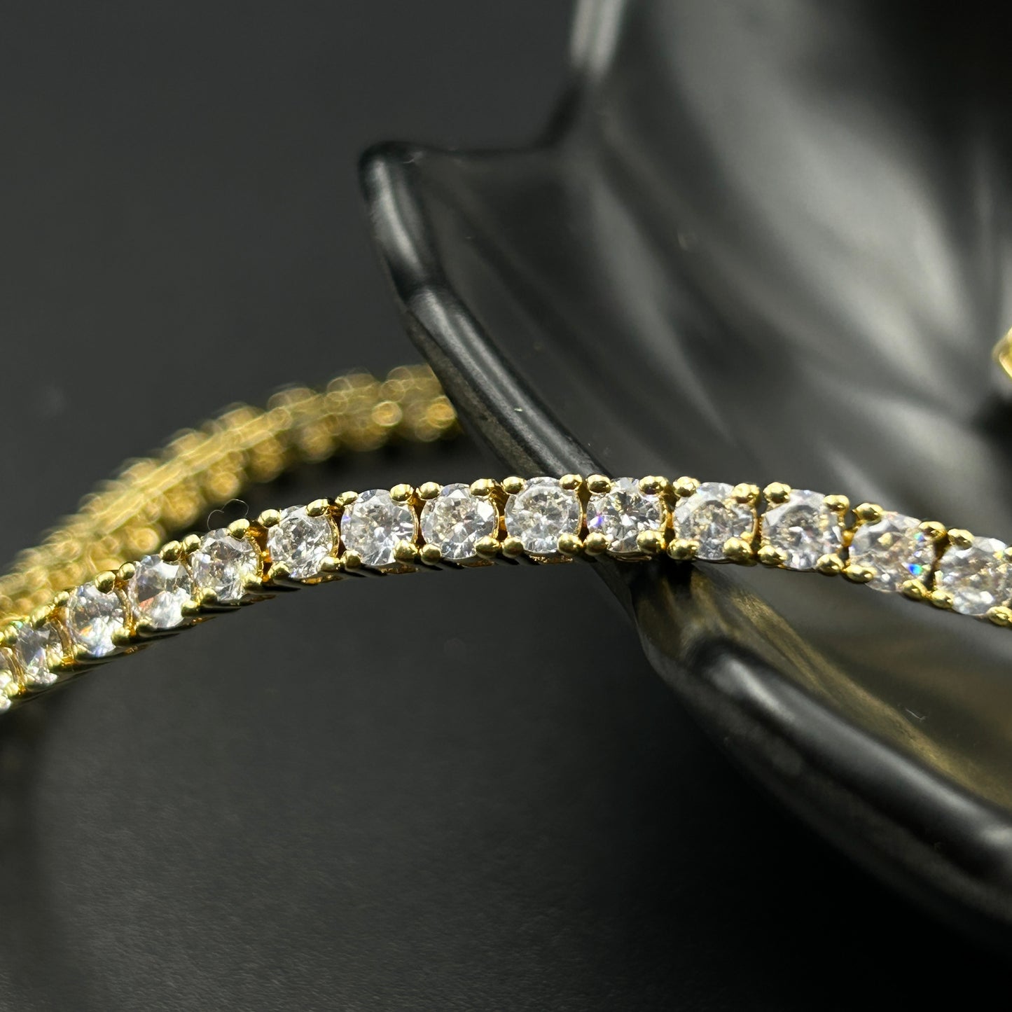 Yellow Gold Silver Bracelet - Solitaire Bracelet