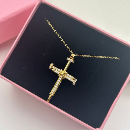 Unisex Jesus Cross Necklace 18k gold plated