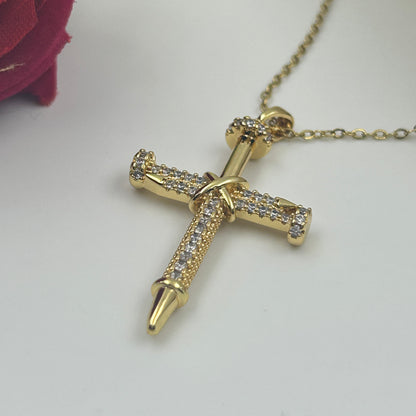 Unisex Jesus Cross Necklace 18k gold plated