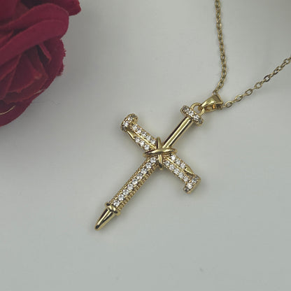 Unisex Jesus Cross Necklace 18k gold plated