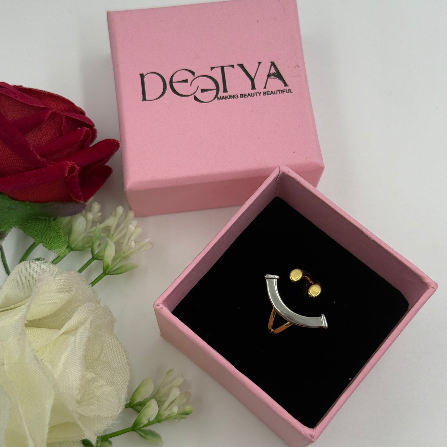 Smiley Face Ring 18k Yellow Gold Plated Ring