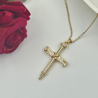 Unisex Jesus Cross Necklace 18k gold plated