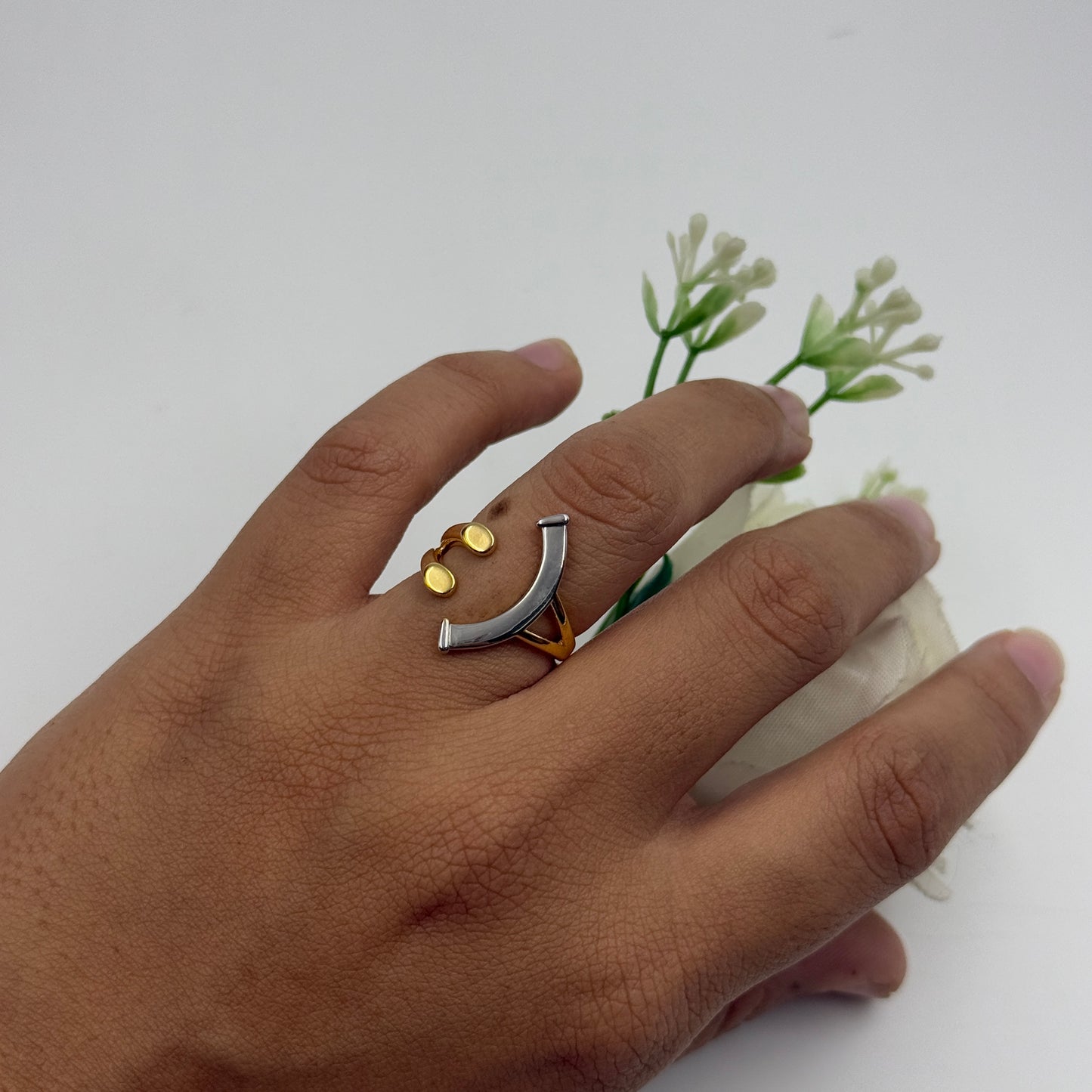 Smiley Face Ring 18k Yellow Gold Plated Ring