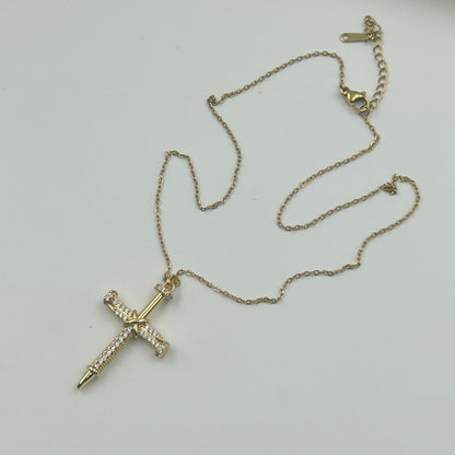 Unisex Jesus Cross Necklace 18k gold plated