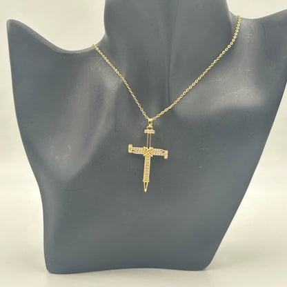 Unisex Jesus Cross Necklace 18k gold plated
